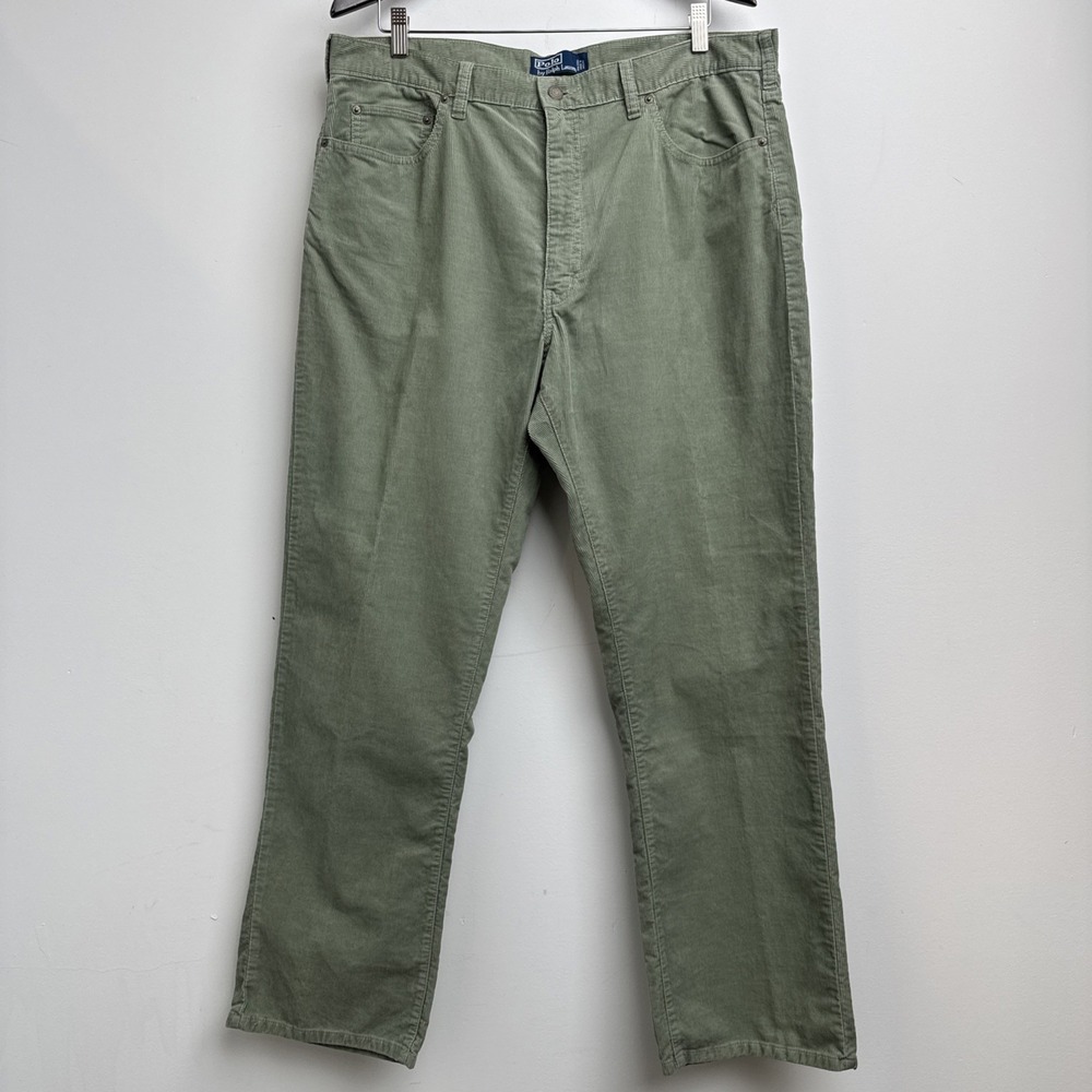VTG Polo Ralph Lauren Corduroy Pants Mens 38x30 Sage Green Dungarees Straight